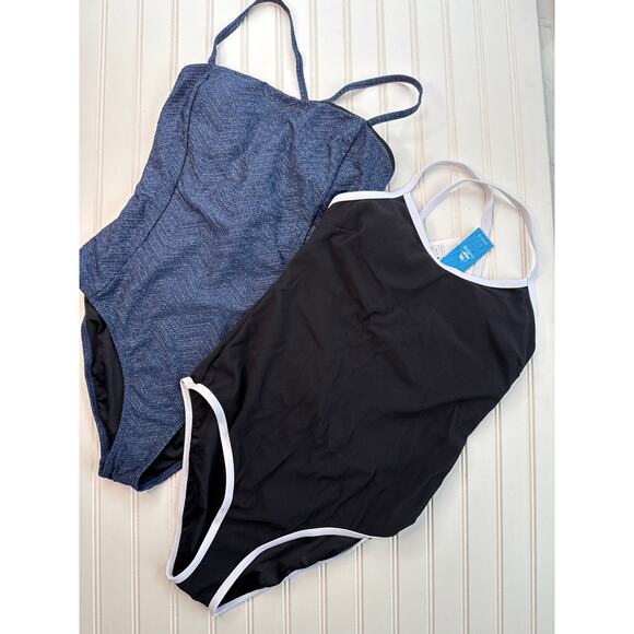 NWT Cupshe Ribbed Crossback Standard Coverage One-Piece Swimsuit BUNDLE Sz L - Picture 2 of 7